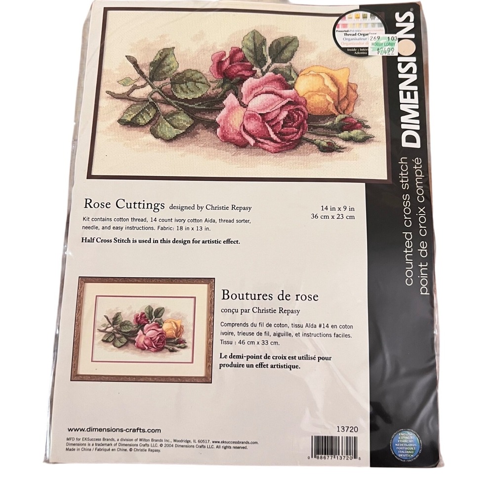 Dimensions Rose Cuttings Counted Needlepoint Cross Stitch Kit Floral NEW 2013